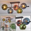 Koyoto Plafonnier, Boule lumineuse Bleu, Vert, Cuivré, 5 lumières