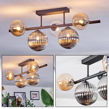 Chehalis Plafonnier, Boule lumineuse Ambre, Clair, Fumé, 5 lumières Chehalis Plafonnier, Boule lumineuse Ambre, Clair, Fumé, 5 lumières