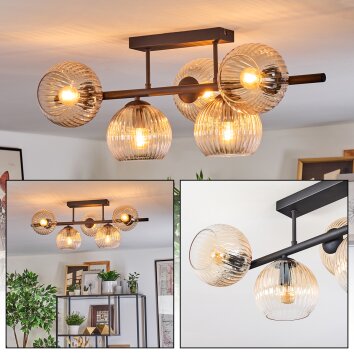 Koyoto Plafonnier, Boule lumineuse Ambre, Clair, 5 lumières