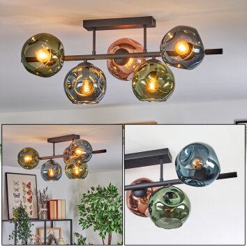 Ripoll Plafonnier, Boule lumineuse Bleu, Vert, Cuivré, 5 lumières Ripoll Plafonnier, Boule lumineuse Bleu, Vert, Cuivré, 5 lumières