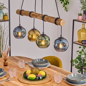 Ripoll Suspension, Boule lumineuse, Suspension Écru, Noir, 4 lumières