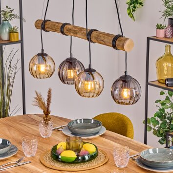Koyoto Suspension, Boule lumineuse, Suspension Écru, Noir, 4 lumières