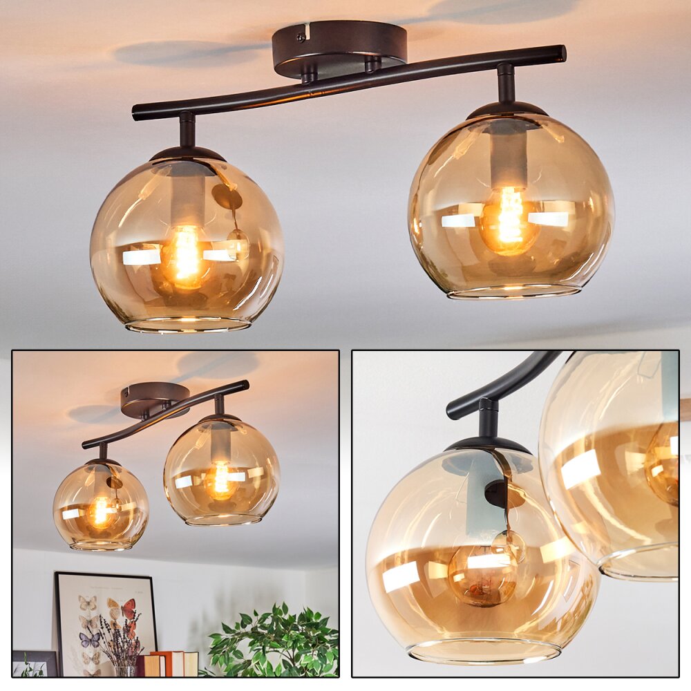 Koyoto Plafonnier, Boule lumineuse Ambre, 2 lumières main product photo