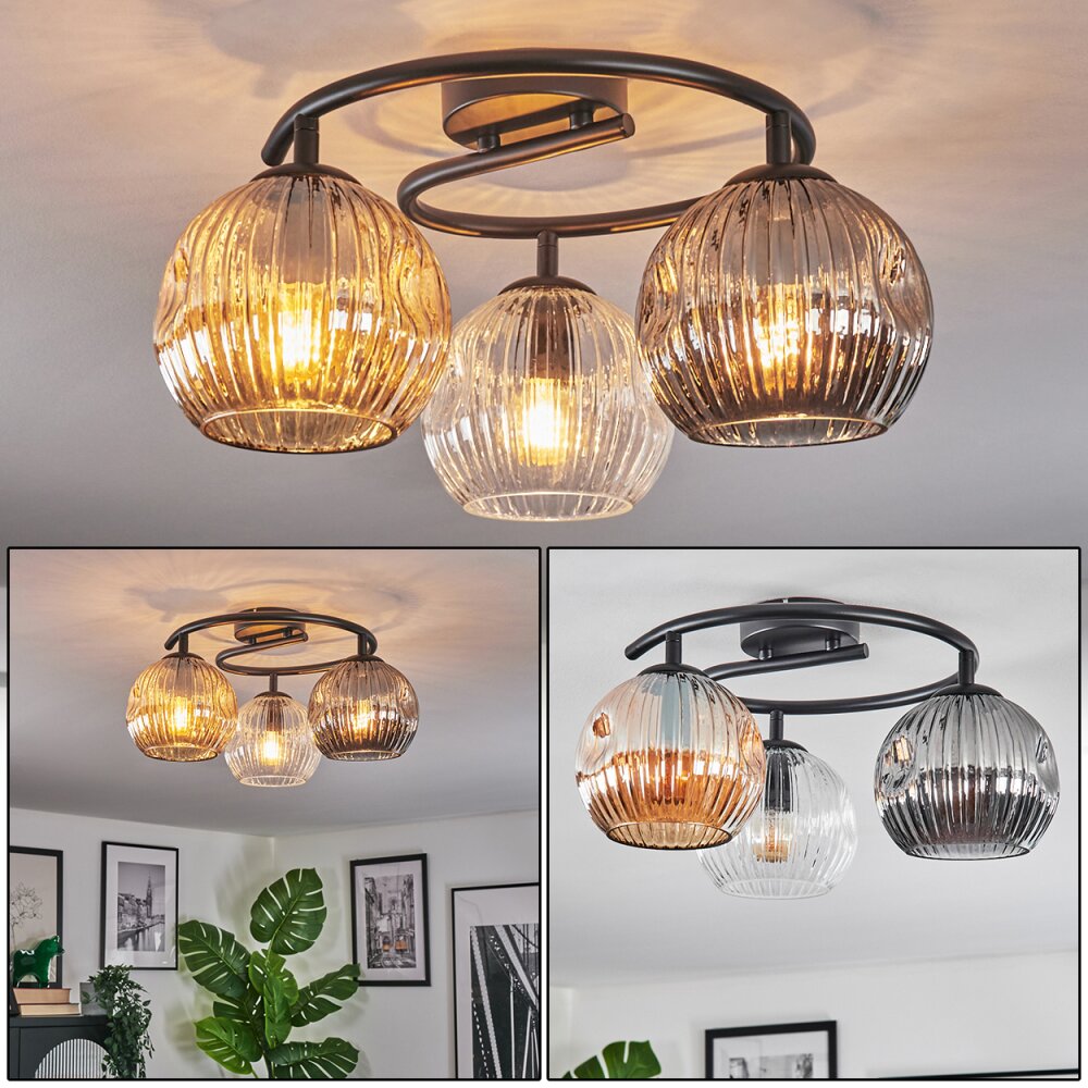 Ripoll Plafonnier, Boule lumineuse Ambre, Clair, Fumé, 3 lumières main product photo