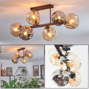 Ripoll Plafonnier, Boule lumineuse Ambre, Fumé, 6 lumières Ripoll Plafonnier, Boule lumineuse Ambre, Fumé, 6 lumières