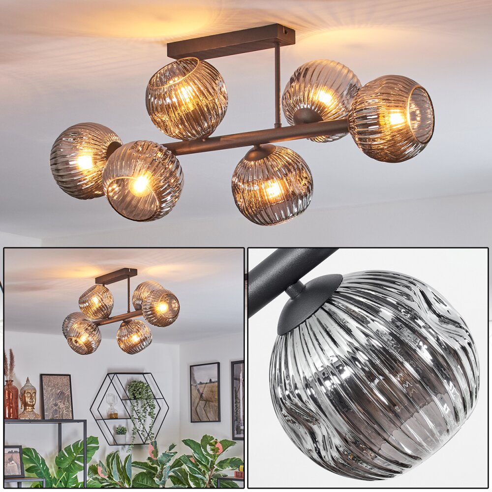 Ripoll Plafonnier, Boule lumineuse Fumé, 6 lumières main product photo