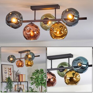 Ripoll Plafonnier, Boule lumineuse Bleu, Or, Vert, Cuivré, 5 lumières
