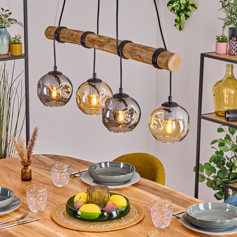 Ripoll Suspension, Boule lumineuse, Suspension Écru, Noir, 4 lumières main product photo