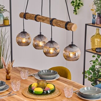 Ripoll Suspension, Boule lumineuse, Suspension Écru, Noir, 4 lumières