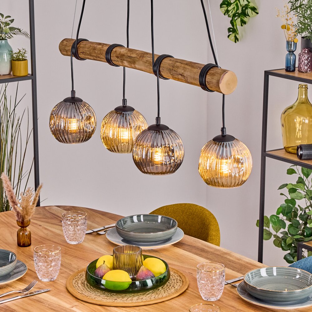 Ripoll Suspension, Boule lumineuse, Suspension Écru, Noir, 4 lumières main product photo