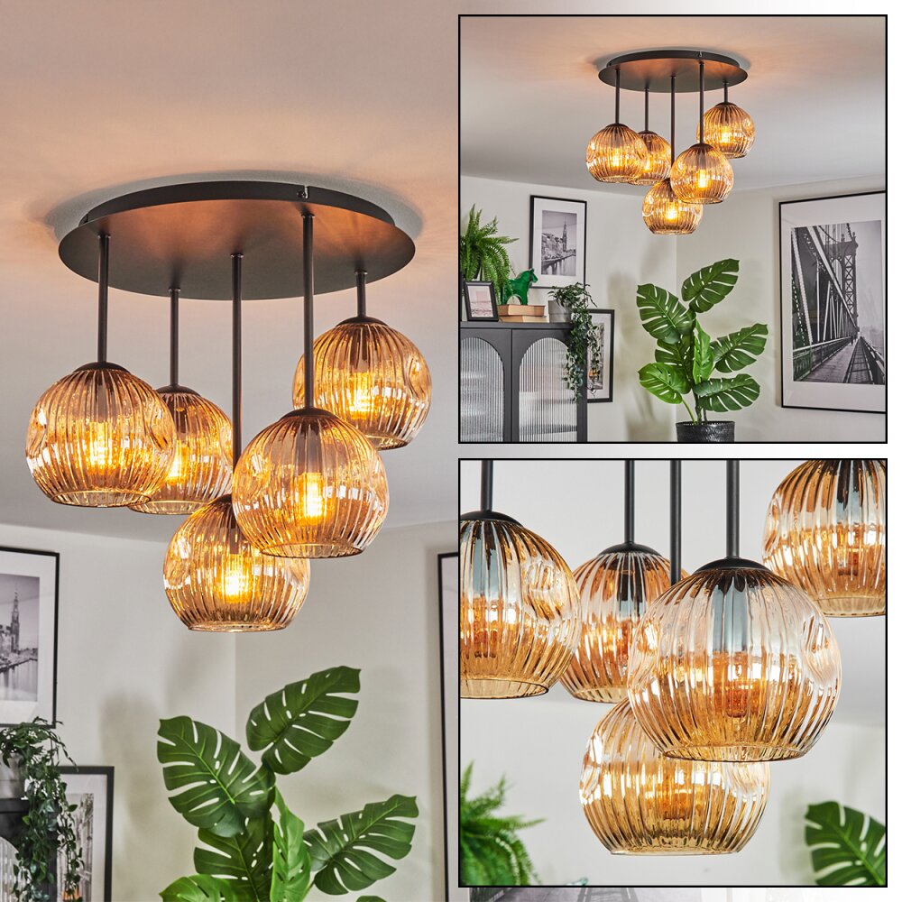 Ripoll Plafonnier, Boule lumineuse Ambre, 5 lumières main product photo