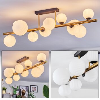 Chehalis Plafonnier, Boule lumineuse Or, Noir, 10 lumières