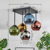 Koyoto Plafonnier, Boule lumineuse 37 cm Bleu, Chrome, Or, Vert, Cuivré, Fumé, 5 lumières