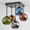 Koyoto Plafonnier, Boule lumineuse 37 cm Bleu, Chrome, Or, Vert, Cuivré, Fumé, 5 lumières
