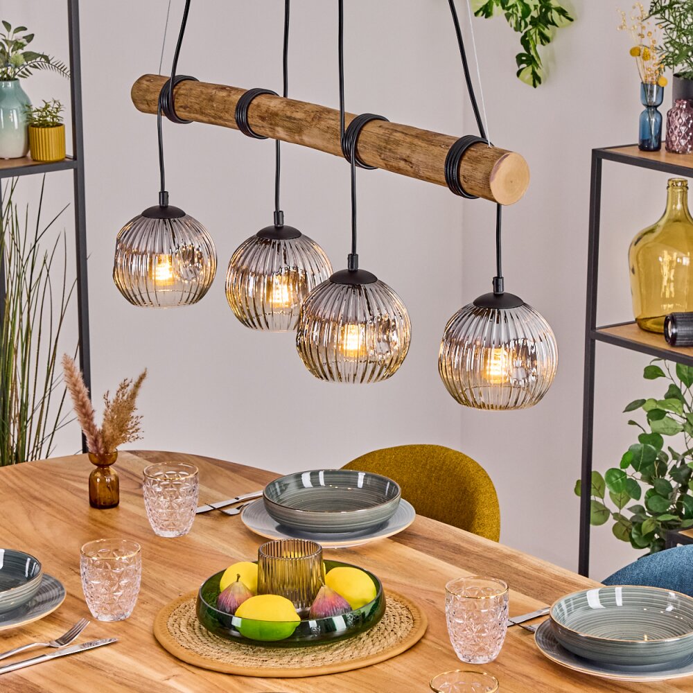 Ripoll Suspension, Boule lumineuse, Suspension Écru, Noir, 4 lumières main product photo