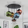 Koyoto Plafonnier, Boule lumineuse 45 cm Bleu, Chrome, Or, Vert, Cuivré, Fumé, 5 lumières