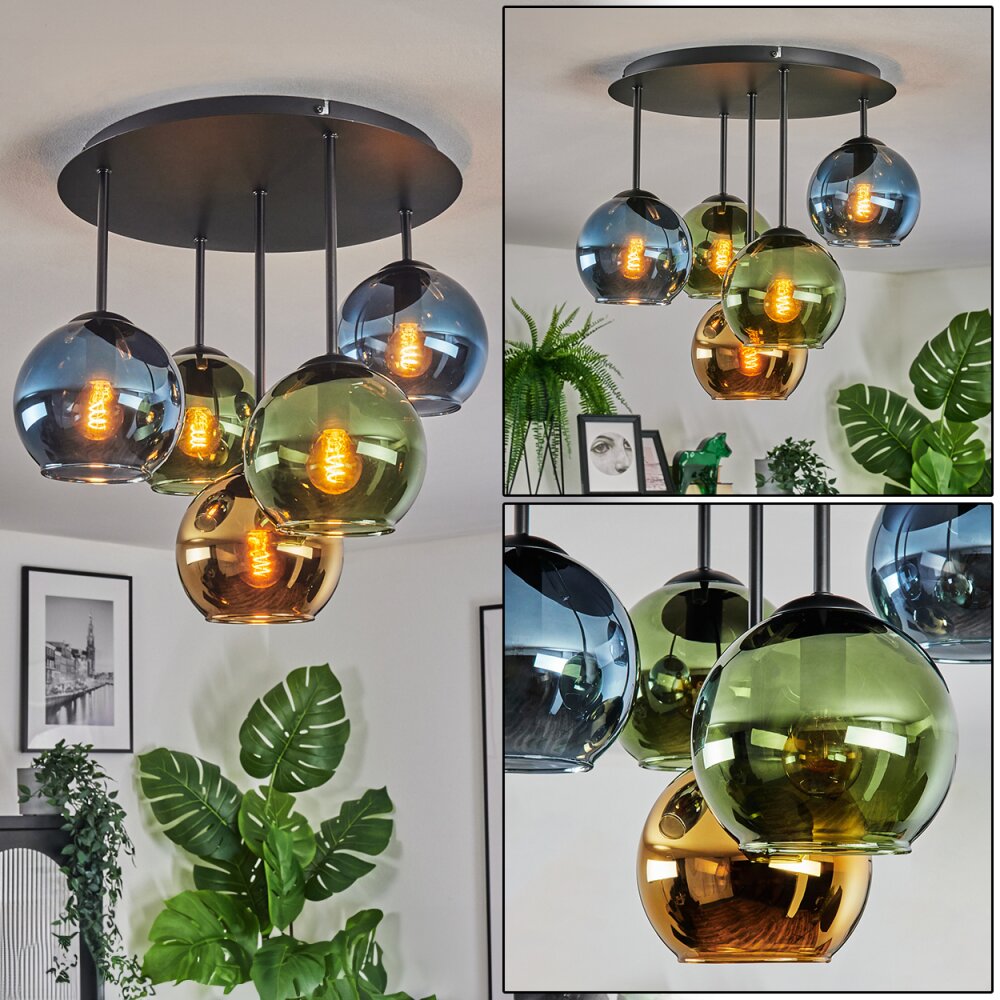 Koyoto Plafonnier, Boule lumineuse 45 cm Bleu, Or, Vert, 5 lumières main product photo