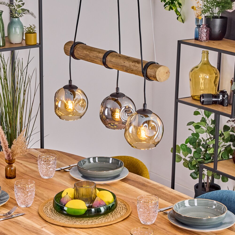 Ripoll Suspension, Boule lumineuse, Suspension Écru, Noir, 3 lumières main product photo