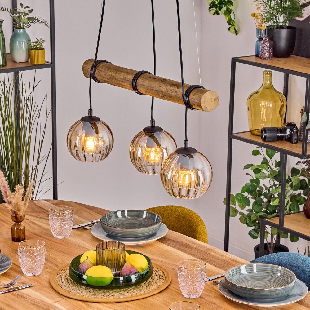 Koyoto Suspension, Boule lumineuse, Suspension Écru, Noir, 3 lumières main product photo