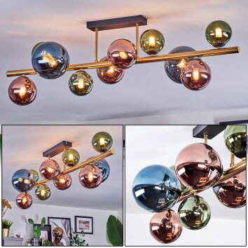 Chehalis Plafonnier, Boule lumineuse Or, Noir, 10 lumières Chehalis Plafonnier, Boule lumineuse Or, Noir, 10 lumières