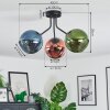 Koyoto Plafonnier, Boule lumineuse 42 cm Bleu, Vert, Cuivré, 3 lumières