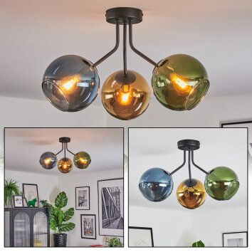 Koyoto Plafonnier, Boule lumineuse Bleu, Or, Vert, 3 lumières