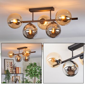 Gastor Plafonnier, Boule lumineuse Ambre, Fumé, 5 lumières Gastor Plafonnier, Boule lumineuse Ambre, Fumé, 5 lumières