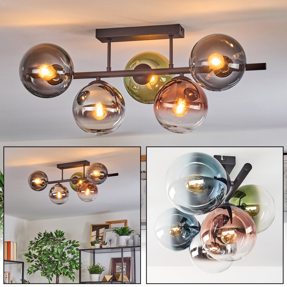 Gastor Plafonnier, Boule lumineuse Bleu, Chrome, Vert, Clair, Cuivré, Fumé, 5 lumières main product photo