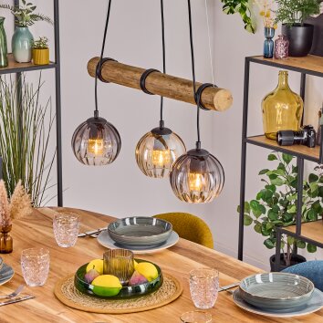 Koyoto Suspension, Boule lumineuse, Suspension Écru, Noir, 3 lumières