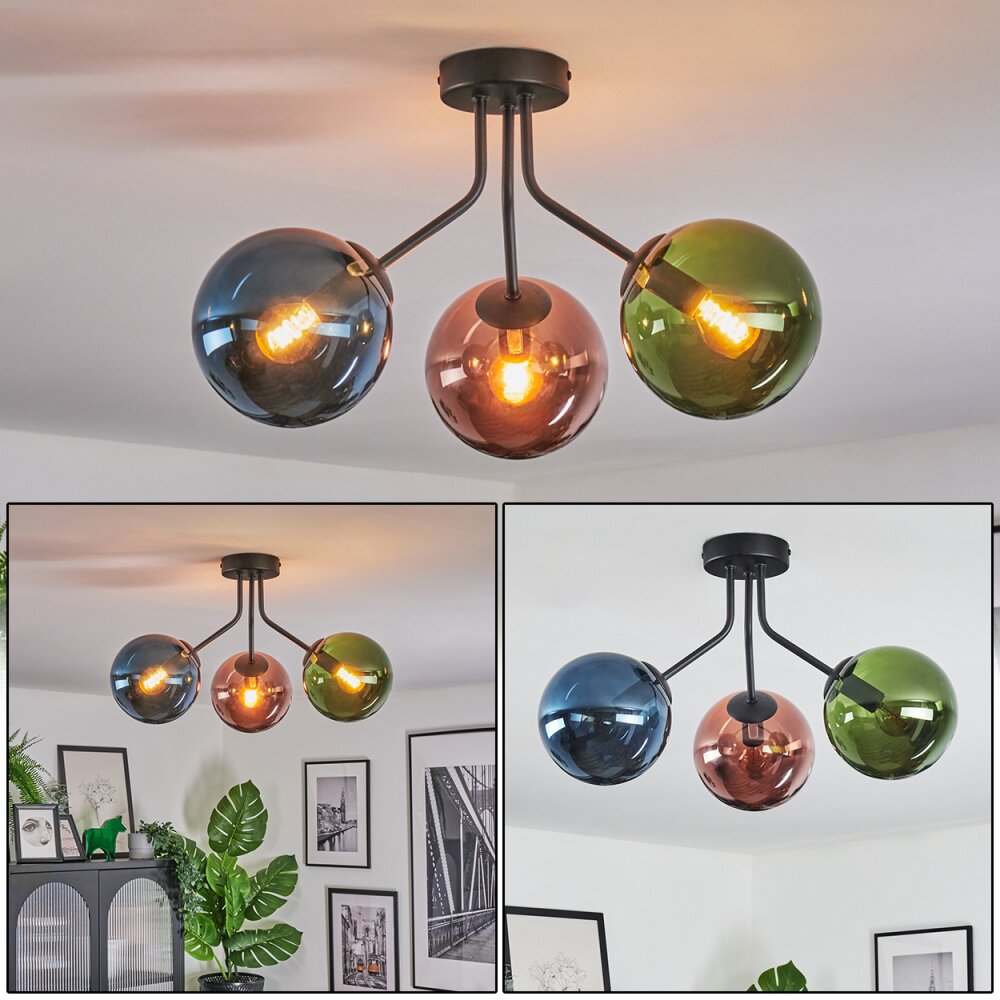 Gastor Plafonnier, Boule lumineuse Bleu, Vert, Cuivré, 3 lumières main product photo