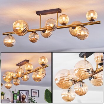 Chehalis Plafonnier, Boule lumineuse Or, Noir, 10 lumières