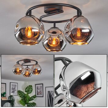 Ripoll Plafonnier, Boule lumineuse Chrome, Fumé, 3 lumières