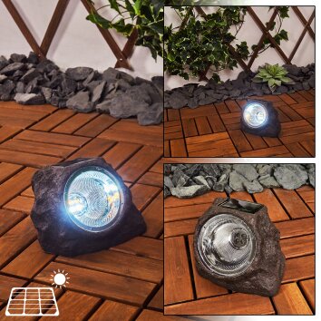 Lampe solaires Sameo LED Brun, Gris, 4 lumières Lampe solaires Sameo LED Brun, Gris, 4 lumières