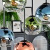 Koyoto Plafonnier, Boule lumineuse Bleu, Vert, Clair, Cuivré, 5 lumières