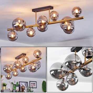 Chehalis Plafonnier, Boule lumineuse Or, Noir, 10 lumières Chehalis Plafonnier, Boule lumineuse Or, Noir, 10 lumières