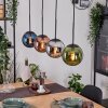 Gastor Suspension, Boule lumineuse, Suspension Bleu, Chrome, Vert, Cuivré, Fumé, 4 lumières