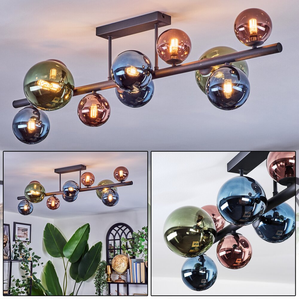 Chehalis Plafonnier, Boule lumineuse Bleu, Vert, Cuivré, 10 lumières main product photo