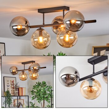 Gastor Plafonnier, Boule lumineuse Ambre, Fumé, 5 lumières