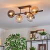 Gastor Plafonnier, Boule lumineuse Ambre, Clair, Fumé, 5 lumières