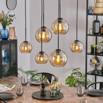 Koyoto Suspension, Boule lumineuse, Suspension Ambre, 6 lumières