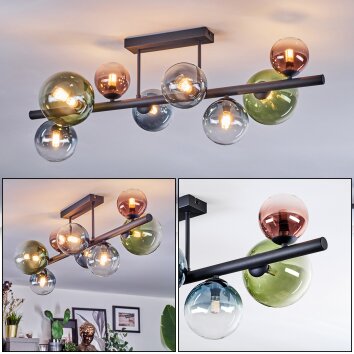 Chehalis Plafonnier, Boule lumineuse Bleu, Vert, Clair, Cuivré, 8 lumières Chehalis Plafonnier, Boule lumineuse Bleu, Vert, Clair, Cuivré, 8 lumières