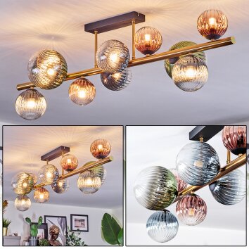 Chehalis Plafonnier, Boule lumineuse Or, Noir, 10 lumières