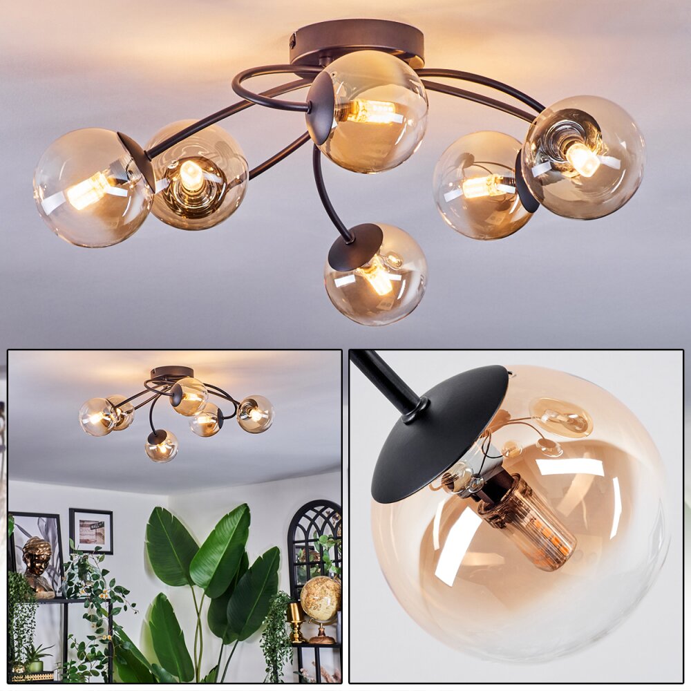 Chehalis Plafonnier, Boule lumineuse 56 cm Ambre, Clair, 6 lumières main product photo