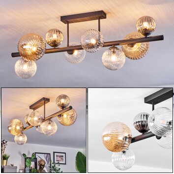 Chehalis Plafonnier, Boule lumineuse Ambre, Clair, Fumé, 8 lumières