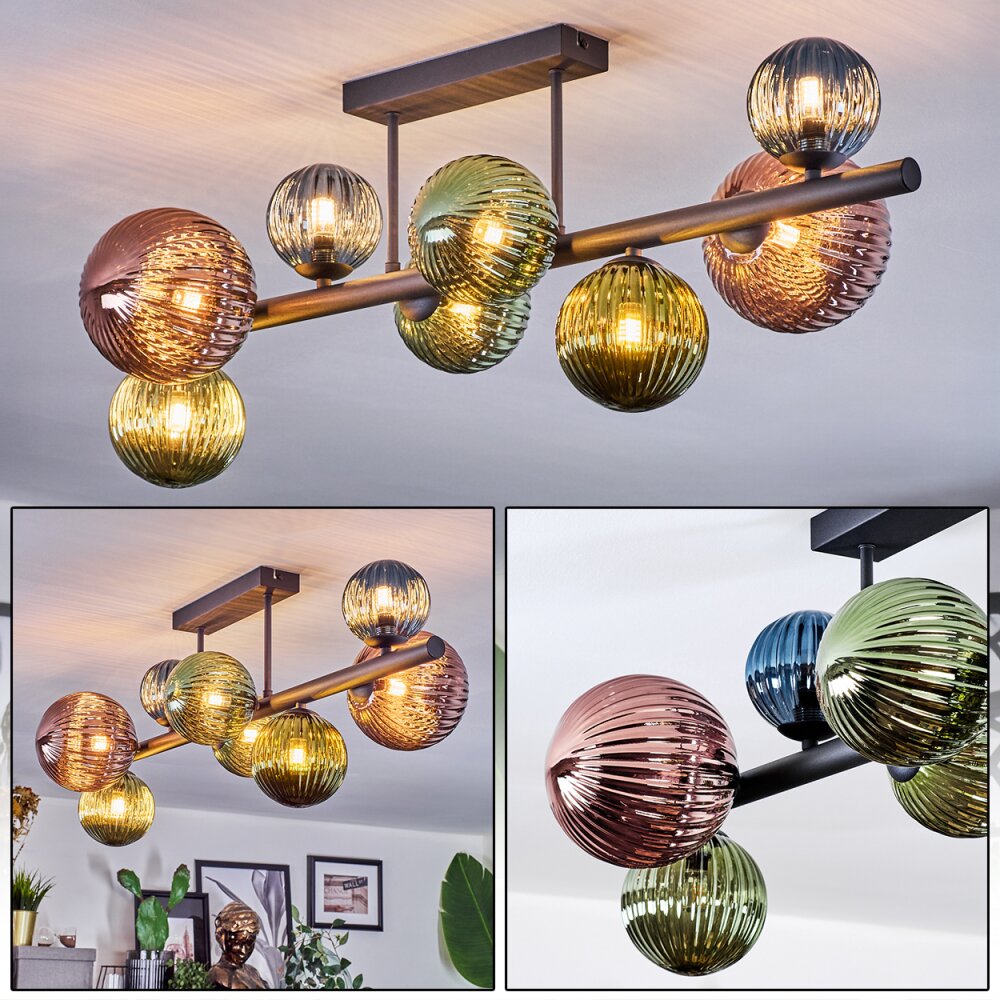 Chehalis Plafonnier, Boule lumineuse Bleu, Vert, Cuivré, 8 lumières main product photo