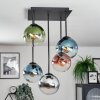 Gastor Plafonnier, Boule lumineuse Bleu, Chrome, Vert, Clair, Cuivré, Fumé, 5 lumières