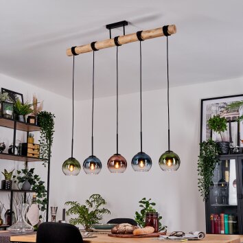 Koyoto Suspension, Boule lumineuse, Suspension Écru, Noir, 5 lumières