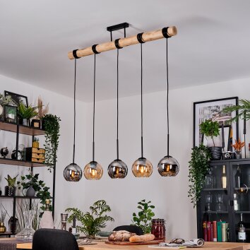 Koyoto Suspension, Boule lumineuse, Suspension Écru, Noir, 5 lumières