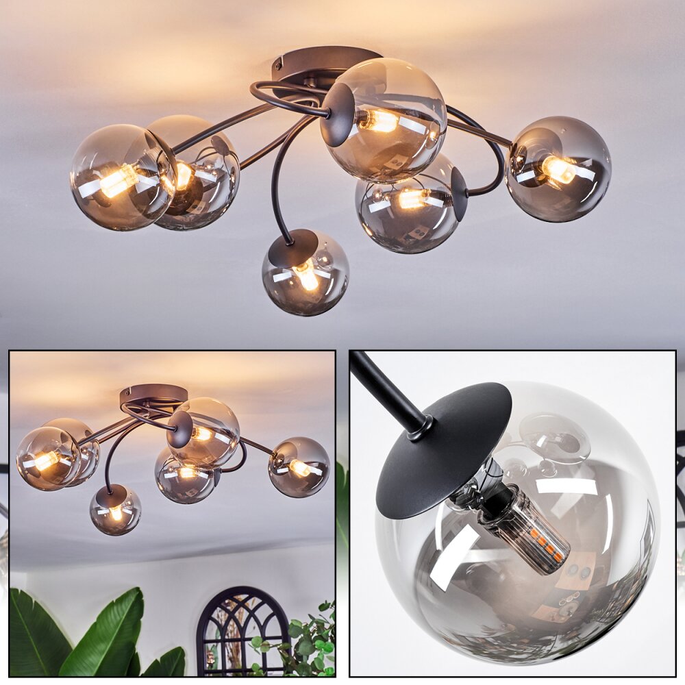 Chehalis Plafonnier, Boule lumineuse 64 cm Fumé, 6 lumières main product photo