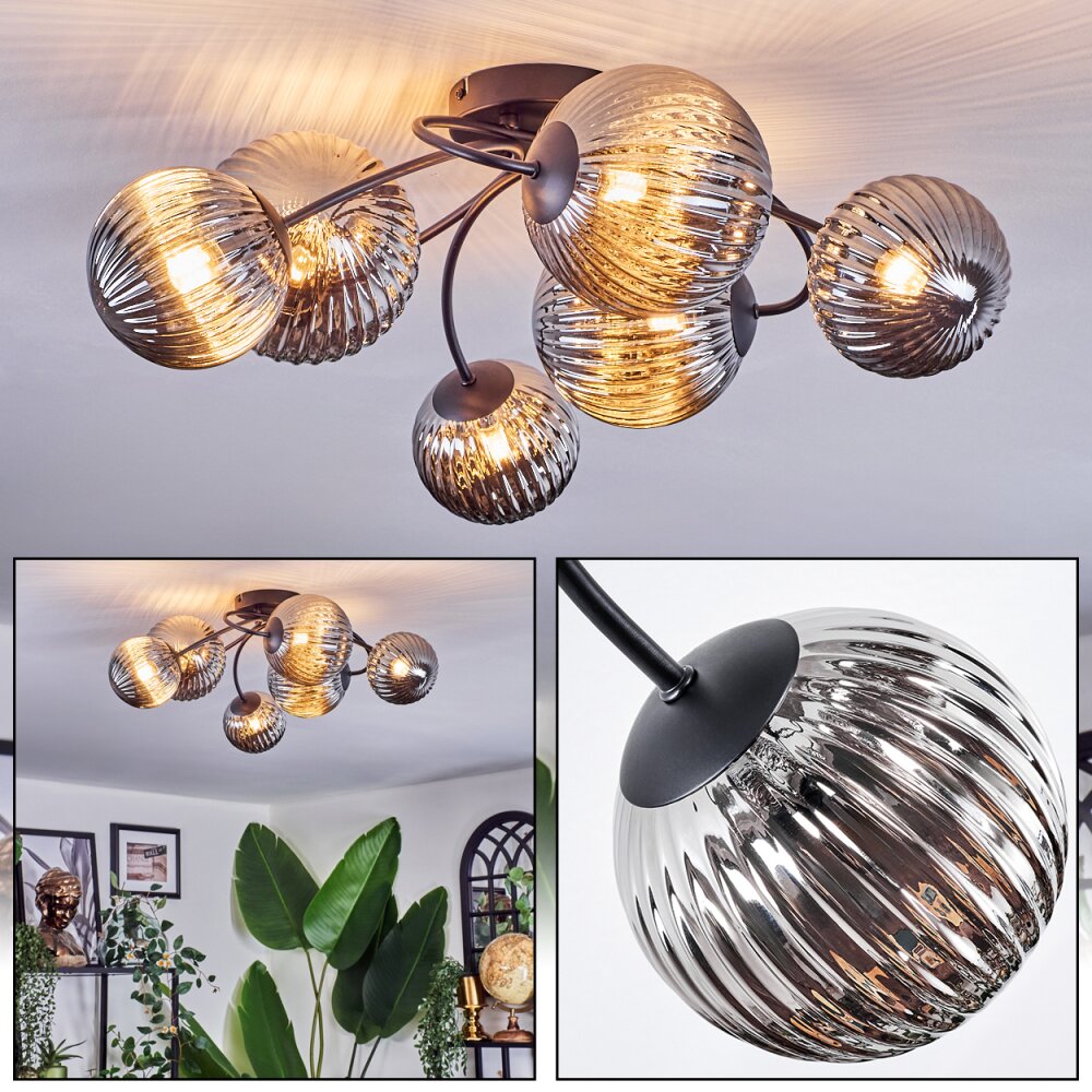 Chehalis Plafonnier, Boule lumineuse Fumé, 6 lumières main product photo